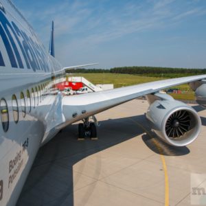 Boeing 747-8, der Blick von Tür 1L