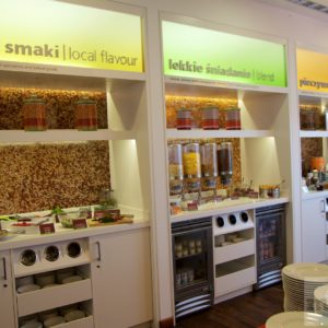 Salatbar, Müsli und Waffelstation