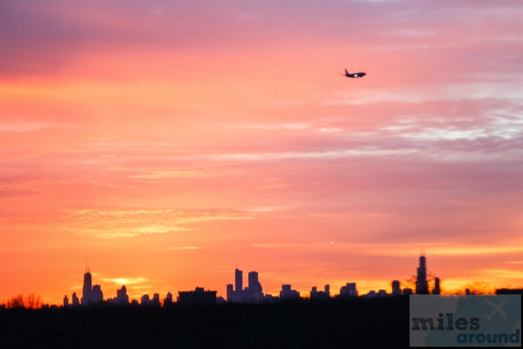 Blick aus dem Hotelzimmer nach Chicago Downtown