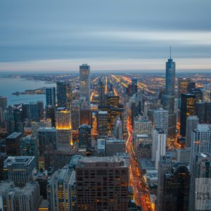 Blick vom John Hancock Center bei Dämmerung