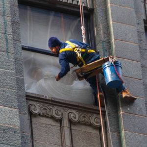 Fensterputzer an den Hochhäusern Chicago's