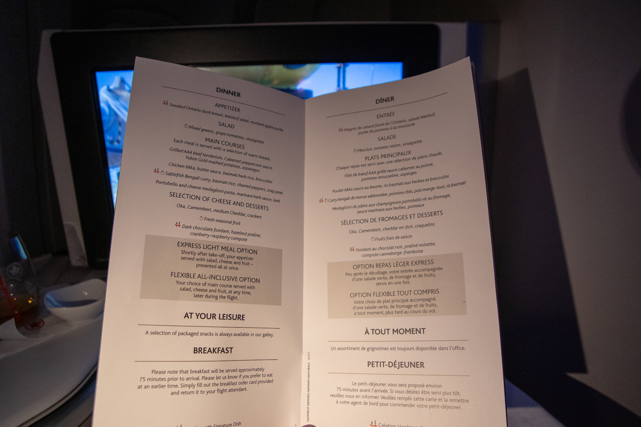 Air Canada Business Class Boeing 777-300ER nach London – Erfahrungsbericht mit Sitzempfehlung, Service und Essen 30 Menu