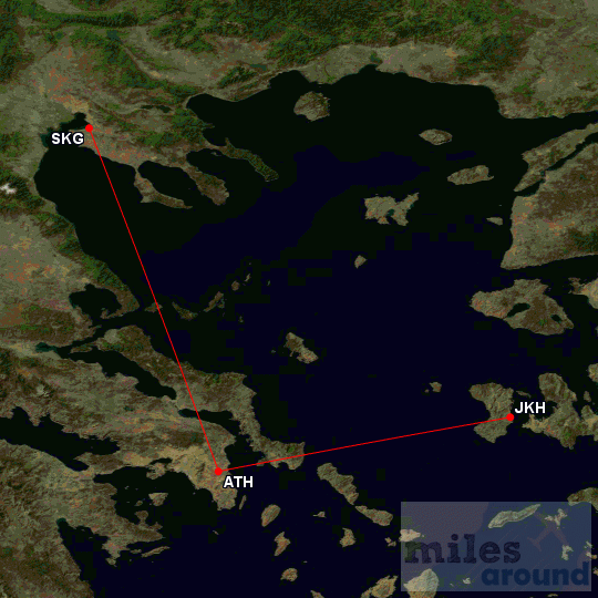 Aegean Airlines Mileage Run Routing (Quelle: gcmap.com)