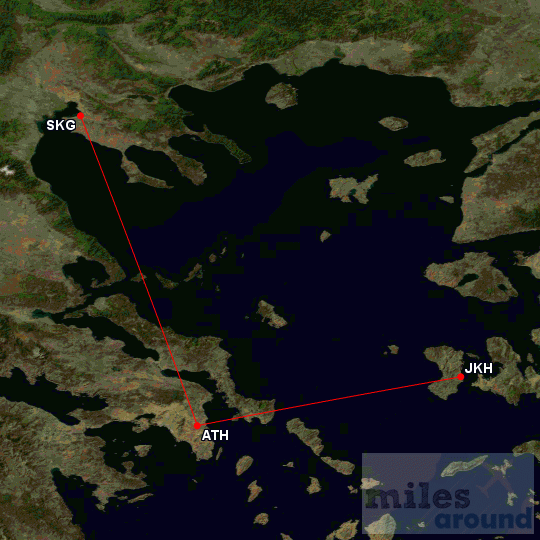 Aegean Airlines Mileage Run 2018 - Vier fehlende Segmente zum Gold Status 15 Aegean Airlines Mileage Run Routing (Quelle: gcmap.com)