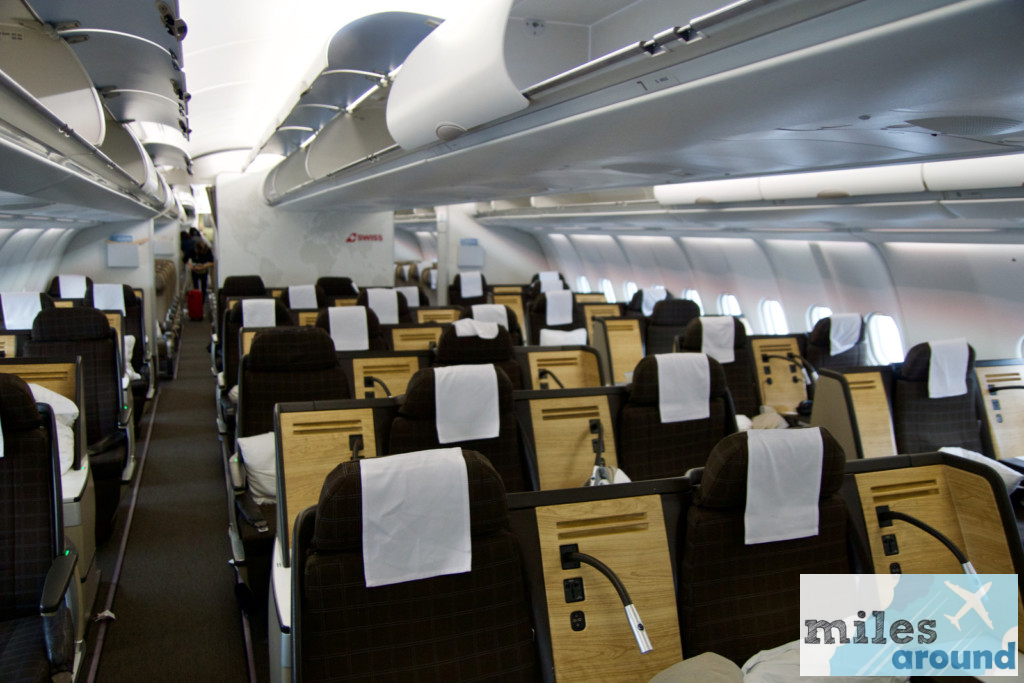 Kabine der SWISS Business Class im Airbus A330