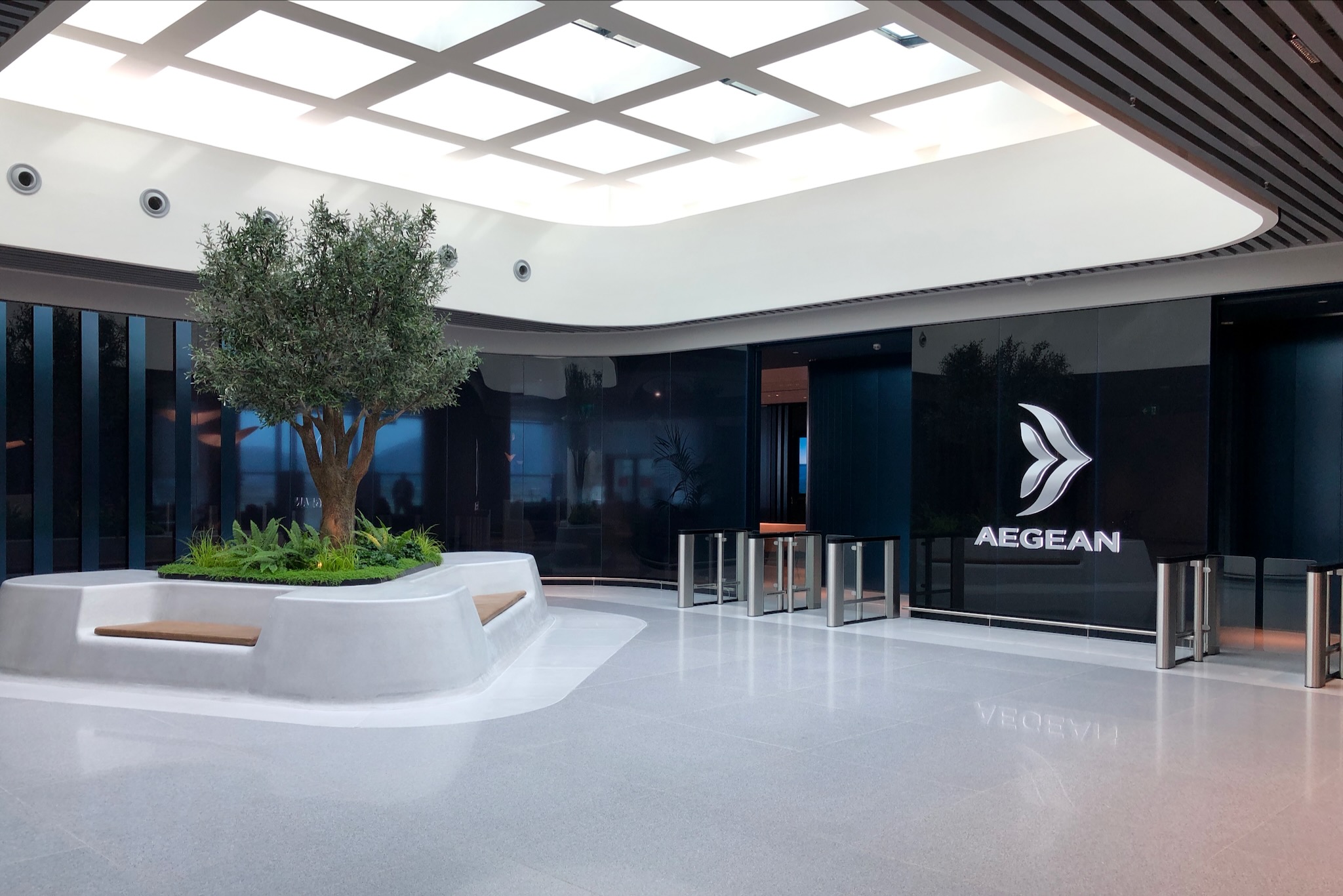 Eingangsbereich der Aegean Business Lounge im Nicht-Schengen-Bereich (Terminal A)