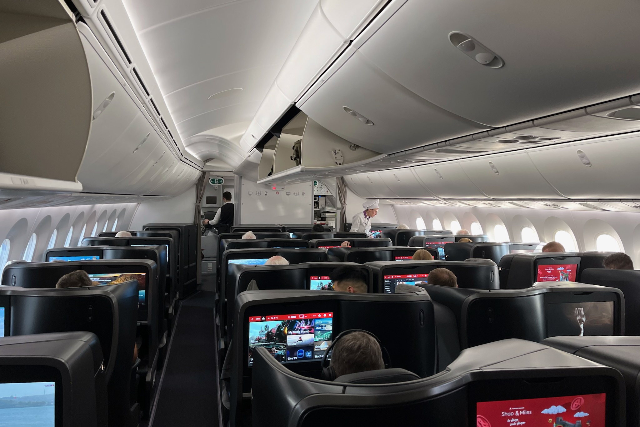 Kabine in der Turkish Airlines Business Class Boeing 787-9