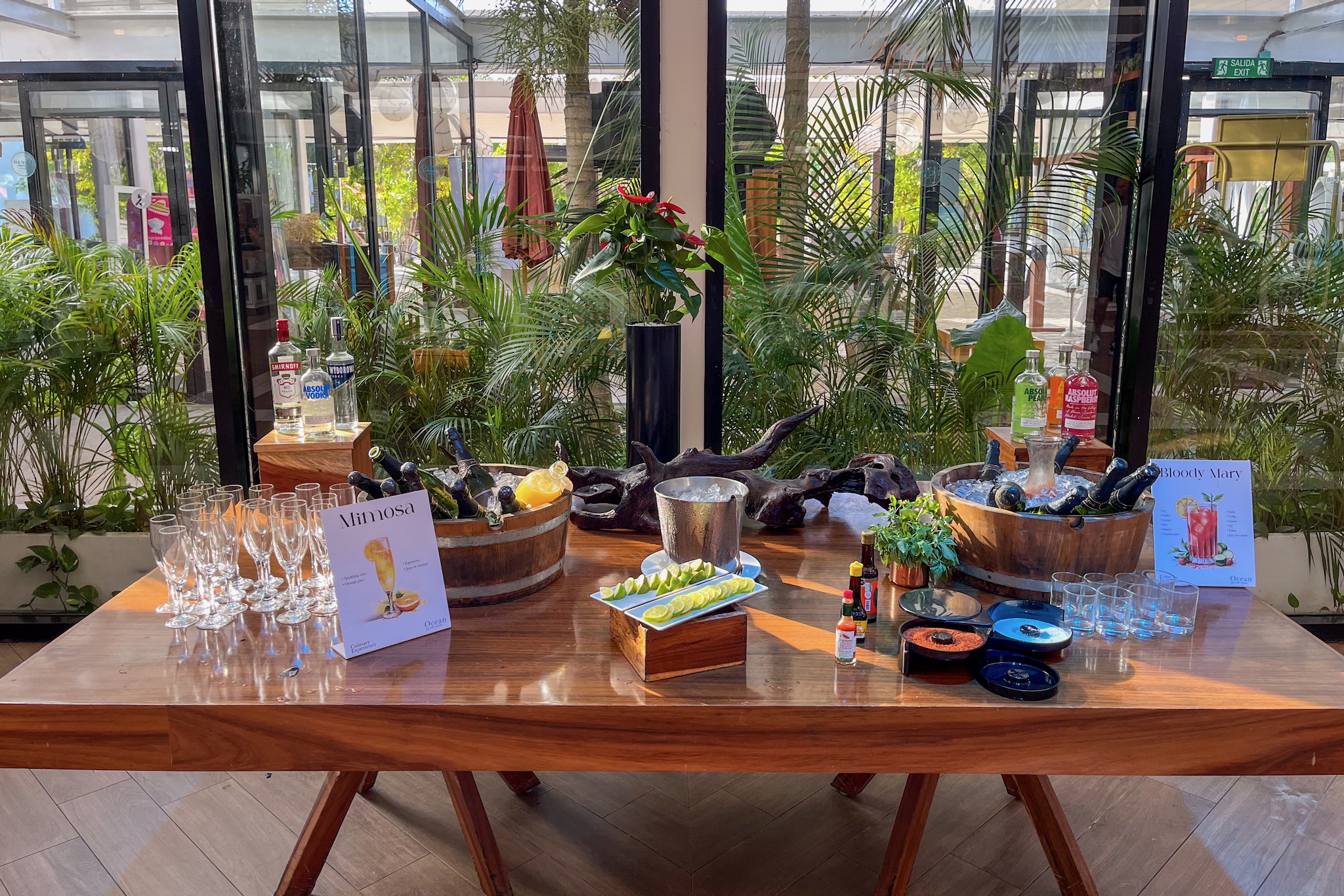 Glass of sparkling wine, Mimosa or Bloody Mary for breakfast