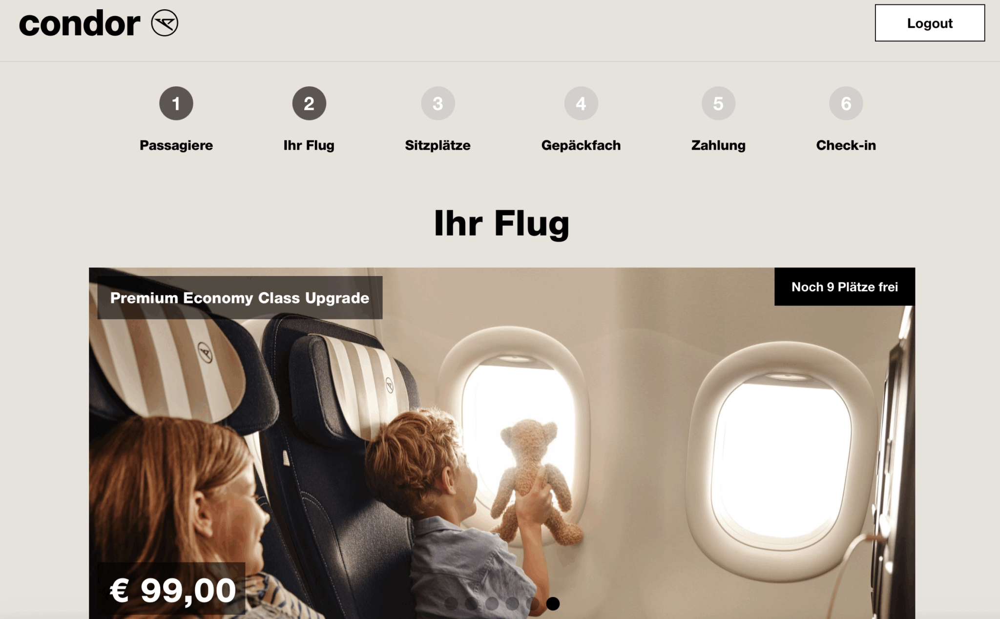 Upgrade offer to Condor Premium Economy Class
