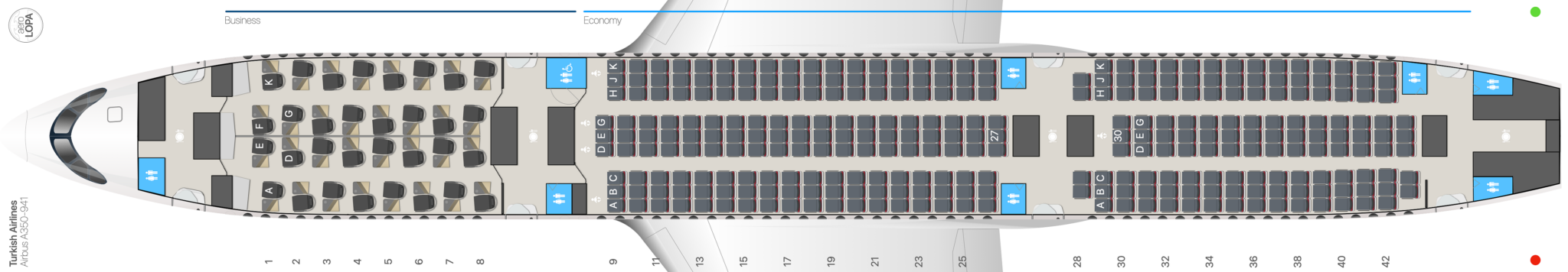 Sitzplan Turkish Airlines Airbus A350-900 (Quelle: aerolopa.com)