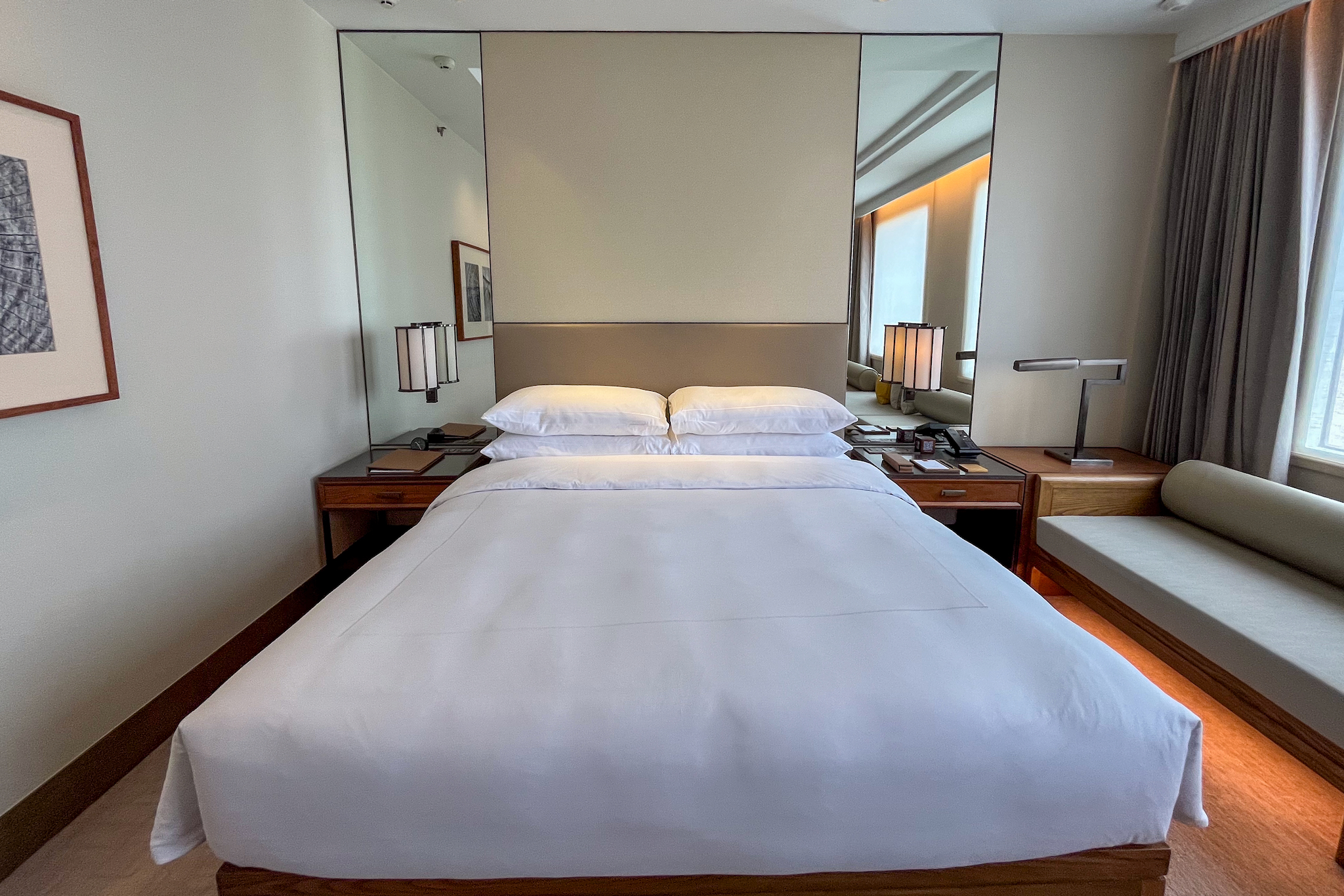 King-size box spring bed