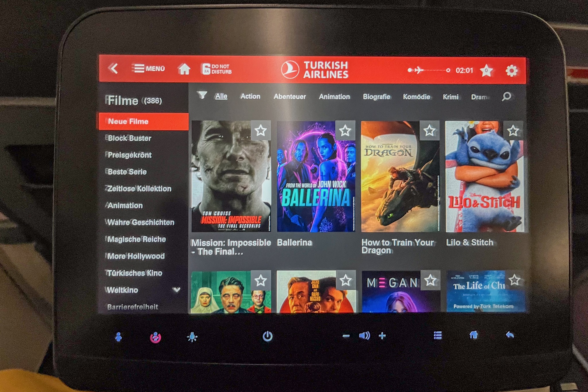 filmauswahl in der turkish airlines business class a321 Filmauswahl in der Turkish Airlines Business Class A321