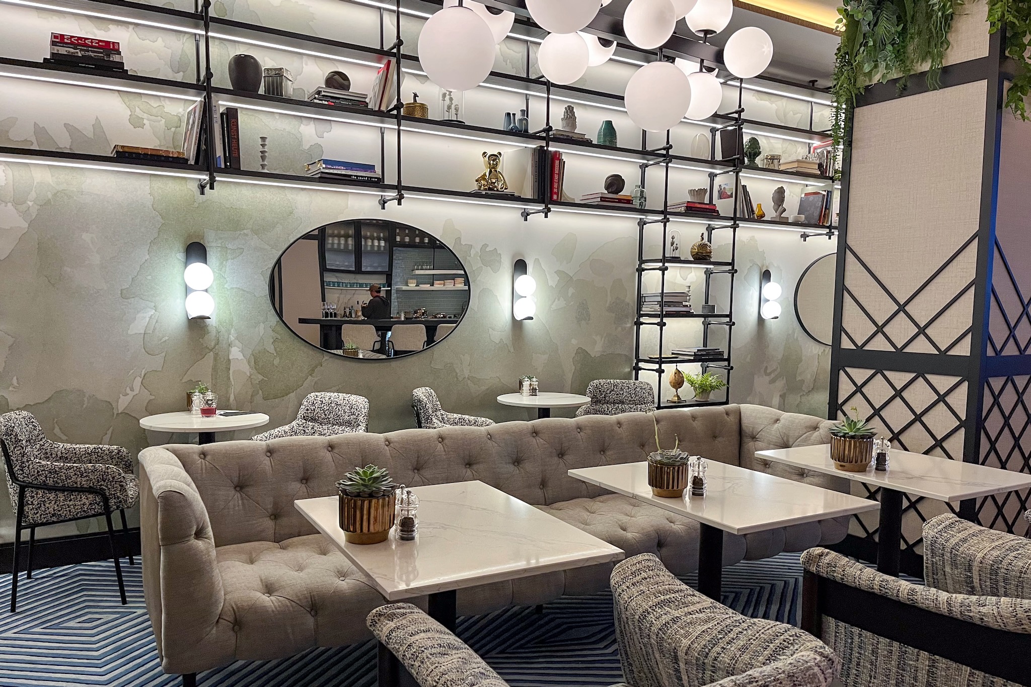comfortable armchairs and tables with white marble tops Comfortable armchairs and tables with white marble tops