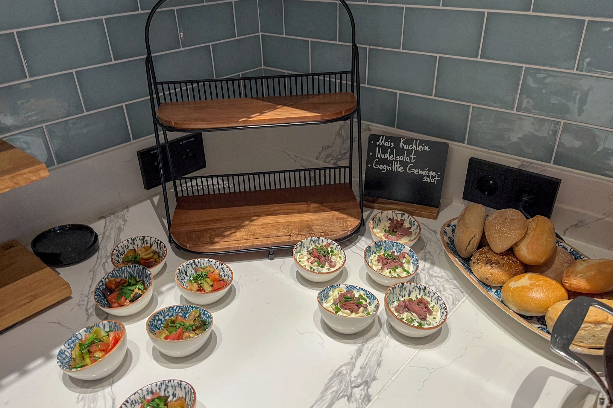 small bowls with salads and grilled vegetables Small bowls with salads and grilled vegetables