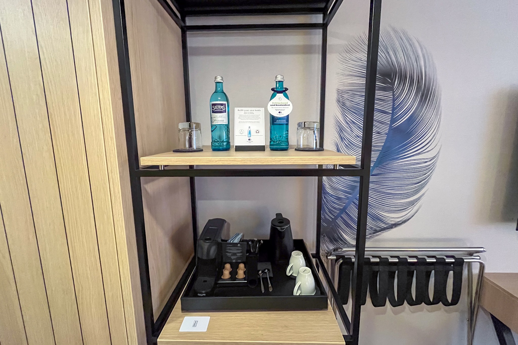 minibar with two free bottles of water and coffee station Minibar with two free bottles of water and coffee station